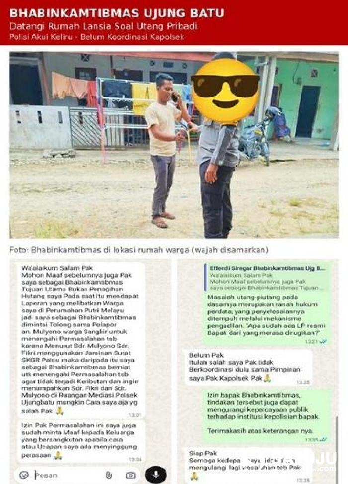 Datangi Rumah Lansia soal Utang, Bhabinkamtibmas Ujung Batu Akui Keliru