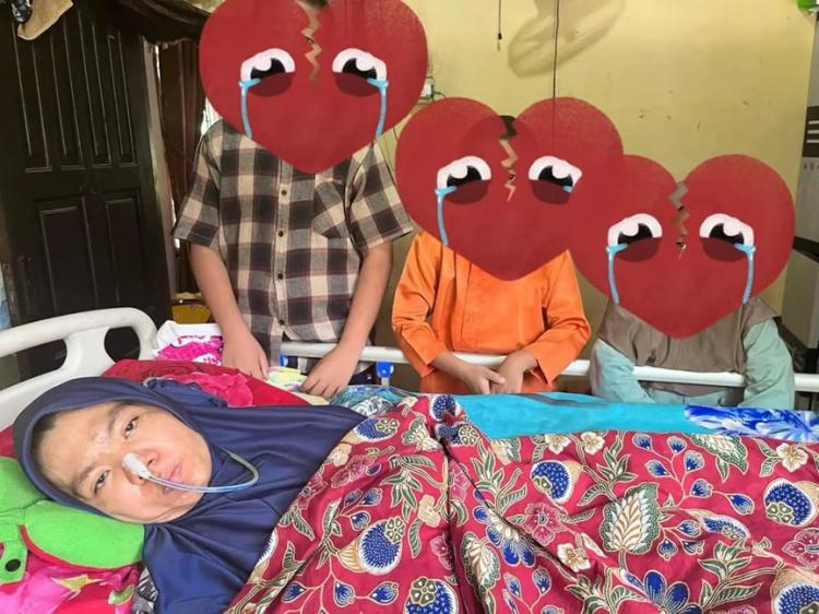 Kisah Pilu di Kampar: Ibu 3 Anak Terbaring Tak Sadar, Keluarga Butuh Uluran Tangan