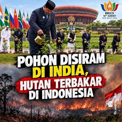 “Tanam Beringin di KTT BRICS, Hutan Indonesia Masih Terbakar”