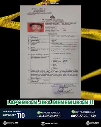 Polres Bengkalis Terbitkan DPO Kasus Sabu, Satu Pelaku Diburu