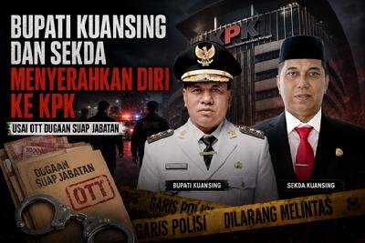 Bupati Kuansing dan Sekda Menyerahkan Diri ke KPK Usai OTT Dugaan Suap Jabatan