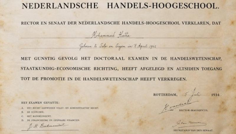 Ijazah Bung Hatta Dipajang di Erasmus University Rotterdam, Jejak Akademiknya Diabadikan