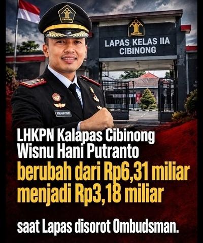 LHKPN Kalapas Cibinong Turun Rp3,1 Miliar, Sorotan Muncul Bersamaan dengan Temuan Ombudsman