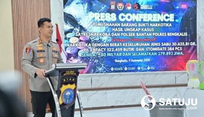 Masih di Tangan Fahrian: Polres Bengkalis Musnahkan Narkoba Rp80 Miliar, 65 Kg Sabu Disita Lagi