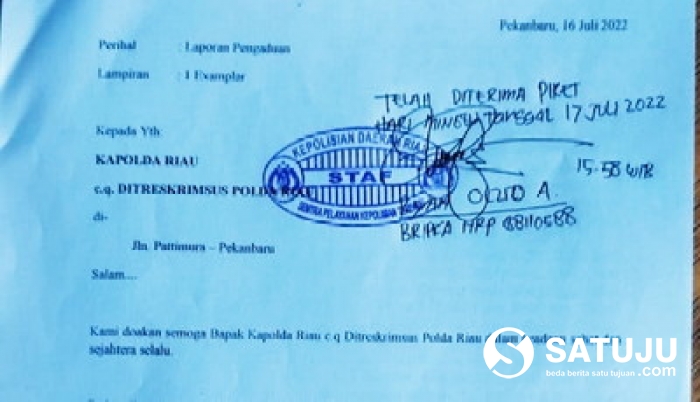 Larshen Yunus Resmi Dilaporkan ke Polda Riau oleh Bendahara dan Sekretaris DPD KNPI Riau
