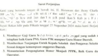 Janji Pendidikan Rohil 2024 Kembali Jadi Sorotan, Surat Komitmen Paslon Pilkada Beredar