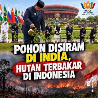 “Tanam Beringin di KTT BRICS, Hutan Indonesia Masih Terbakar”