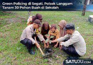 Green Policing di Segati, Polsek Langgam Tanam 30 Pohon Buah di Sekolah