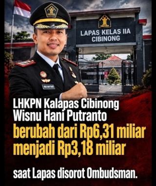 LHKPN Kalapas Cibinong Turun Rp3,1 Miliar, Sorotan Muncul Bersamaan dengan Temuan Ombudsman