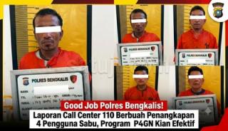 Good Job Polres Bengkalis! Laporan Call Center 110 Berbuah Penangkapan 4 Pengguna Sabu, Program P4GN Kian Efektif