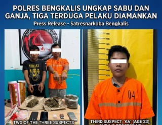 Polres Bengkalis Ungkap Sabu dan Ganja, Tiga Terduga Pelaku Diamankan