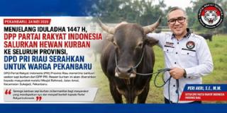PRI Riau Salurkan Sapi Kurban Iduladha untuk Warga Pekanbaru